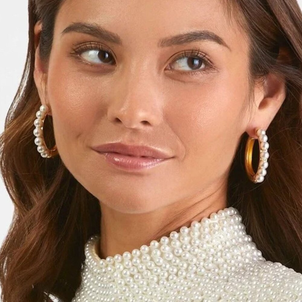 NWOT Lele Sadoughi Reversible Pearly Hoop Earrings